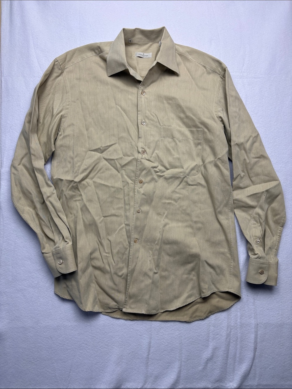 Ermenegildo Zegna medium soft Light Beige Long-Sleeve Dress Shirt cotton